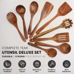 Zulay Kitchen 9-Piece Teak Wooden Utensils for Cooking