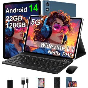 Fezawio 2024 Tablet 10 Inch Android 14 Blue