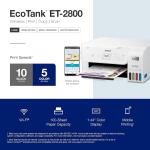 Epson EcoTank ET-2800 Wireless Color All-in-One Cartridge-Free Supertank Printer - White, Medium