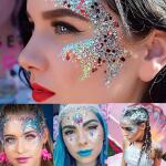 MEICOLY Blue Face Body Glitter: Sparkling mermaid glitter for women, perfect for Halloween, festivals, and patriotic events like Veterans Day and Independence Day face paint.