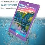 Transy Waterproof iPad 9th /8th/7th Generation Case Built-in Screen Protector Full Body Shockproof Protection Case with Strap (Purple)