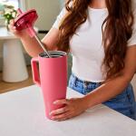 Brate Era 40 oz Tumbler with Handle and Straw | 100% Leakproof Insulated Tumbler with Lid and Straw | Made of Stainless Steel | Cup Holder Friendly Base | 40oz (Rose Taupe)