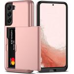 Nvollnoe for Samsung S22 Case with Card Holder 5G 6.1 inch - Rose Gold