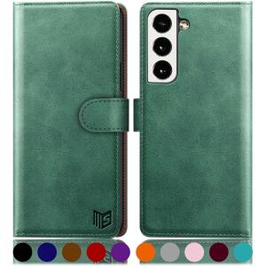 SUANPOT for Samsung Galaxy S22 with RFID Blocking Leather Wallet case - Sea Green