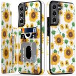 LETO Galaxy S22 Case,Luxury Flip Folio Leather Wallet Case Cover 6.1" Nice Sunflowers