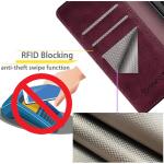 SUANPOT for Samsung Galaxy S22 with RFID Blocking Leather Wallet case - Wine Red