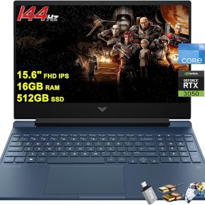 HP Victus 15 Gaming Laptop 15.6" FHD 144Hz Intel i5-12450H 16GB RAM 512GB SSD GeForce RTX 3050 Backlit Keyboard Windows 11