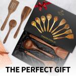 Zulay Kitchen 9-Piece Teak Wooden Utensils for Cooking