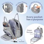 RUVALINO Gray - Diaper Bag Backpack