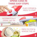 Kitchen Mama Auto Electric Can Opener, Open Cans with a Simple Press of a Button, Automatic, HandsFree, Smooth Edge, FoodSafe, Battery Operated (Red)