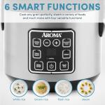 AROMA Digital Rice Cooker, 4 Cup (Uncooked) / 8 Cup (Cooked), Steamer, Grain Cooker, Multicooker, 2 Qt, Stainless Steel Exterior, ARC 914SBD