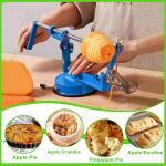 Apple Peeler Corer, Chrome Cast Magnesium Alloy, Stainless Steel, Longlasting, powerful suction base, Peels, slices, and cores apples and potatoes (Lake Blue)