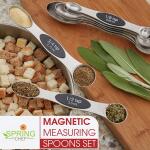 Spring Chef Magnetic Measuring Spoons Set with Strong N45 Magnets, Heavy Duty Stainless Steel. BPAfree and includes a set of 8 with a leveler (Black)