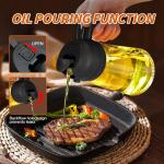 YARRAMATE Oil Sprayer for Cooking, 2 in 1 Olive Oil Dispenser Bottle (16oz/470ml), Premium Glass Oil Bottle, Foodgrade Oil Mister for BBQ, Frying, Salad, and Air Fryer (Black).