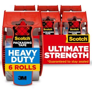 Scotch Heavy Duty Shipping Packing Tape 6 Rolls with Dispensers