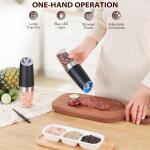 Sangcon Gravity Electric Salt and Pepper Grinder Set Automatic Shakers Mill Grinder with LED Light, Battery Powered Adjustable Coarseness One Hand Operation