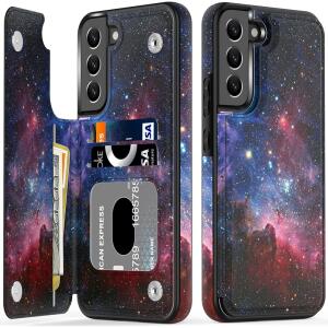 LETO Galaxy S22 Case,Luxury Flip Folio Leather Wallet Case Cover 6.1" Nebula