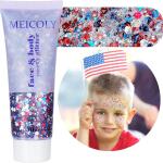 MEICOLY USA Flag Pride Face Body Glitter (50ml): Sparkling mermaid gel for Halloween and festivals. Perfect for Presidents' Day, Veterans Day, Independence Day, and 4th of July pride makeup.