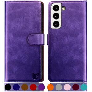 SUANPOT for Samsung Galaxy S22 with RFID Blocking Leather Wallet case - Purple