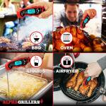 Alpha Grillers Instant Read Meat Thermometer for Cooking Grill and BBQ Griddle Waterproof w/Backlight & Calibration for Food Oven Air Fryer