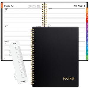 SUNEE 2025 Weekly & Monthly Planner - Black