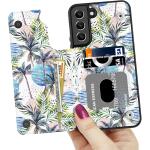 LETO Galaxy S22 Case,Luxury Flip Folio Leather Wallet Case Cover 6.1" Coconut Trees