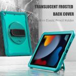 ZenRich Rugged Shockproof Case for iPad 9th/8th/7th Generation 10.2 inch (2021), with Pencil Holder, Rotating Hand Strap, Stand, Shoulder Strap, and Screen Protector (B-Light Blue)