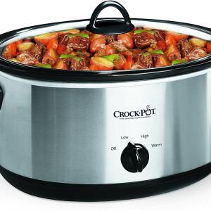 Crock Pot 7 Quart Oval Manual Slow Cooker, Stainless Steel (SCV700SBR) Versatile Cookware for Large Families or Entertaining.