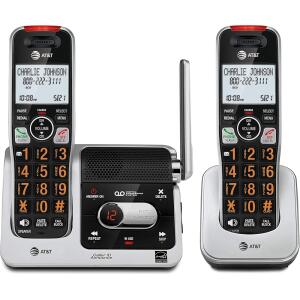 AT&T BL102-2 DECT 6.0 2-Handset Cordless Phone with Answering Machine Silver/Black