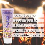 MEICOLY Face Glitter Makeup for Music Festival (50ml): Gold, silver, and purple body glitter. Perfect for women's festival outfits and face paint for country music events and raves.