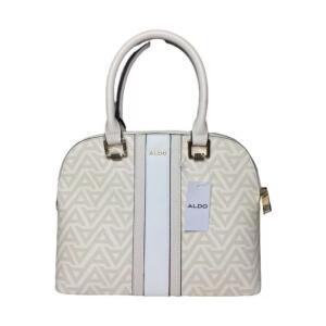 Aldo Women's Medium Pebbled Leather Satchel Handbag Beige