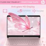 HP Ultralight 14" Laptop, Intel 4-Core, 8GB RAM, 128GB+64GB Storage, 1TB Cloud, Windows 11, Pink