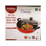 Masflex 32cm Induction Wok with Glass Lid