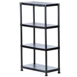 HDX4-Tier Easy Assembly Scratch Resistant Plastic Garage Storage Shelving Unit in Black (28 in. W x 52 in. H x 15 in. D) (17307263B)