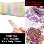 MEICOLY Neon Green Body Glitter Gel (50ml): UV blacklight chunky glitter that glows in the dark. Ideal for concerts, music festivals, raves, and Halloween makeup for women.