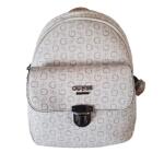 Guess Backpack Beige with Light Brown Logos Plain Fabric Design