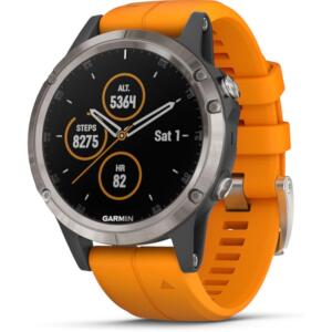 Garmin fenix 5 Plus Premium Smartwatch - Titanium with Orange Band