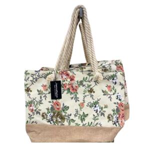 Justin Taylor Tote Bag Beige Flowery