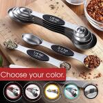 Spring Chef Magnetic Measuring Spoons Set with Strong N45 Magnets, Heavy Duty Stainless Steel. BPAfree and includes a set of 8 with a leveler (Black)