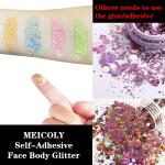 MEICOLY Neon Orange Body Glitter Gel (50ml): UV blacklight chunky glitter that glows in the dark. Perfect for concerts, music festivals, raves, and Halloween makeup for women.