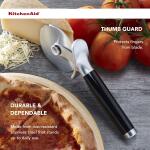 KitchenAid Classic Pizza Wheel with a sharp blade. Features a builtin finger guard for safety and a comfort grip to protect fingers. Dishwasher safe, 9inch, black