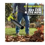 RYOBI 40V 110 MPH 525 CFM Cordless Battery Variable-Speed Jet Fan Leaf Blower Kit