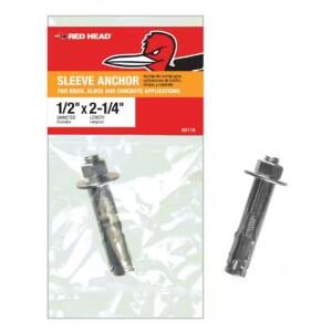 Red Head 1/2 in. x 2-1/4 in. Zinc-Plated Steel Hex-Nut-Head Indoor Sleeve Anchor