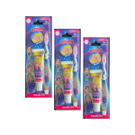 The Toon Studio Princess Kids Toothbrush with Cap, Soft Travel Kit 3PK