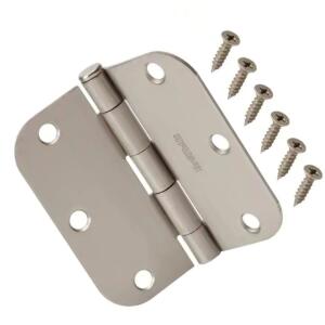 Everbilt 3-1/2 in. x 5/8 in. Radius Satin Nickel Squeak-Free Door Hinge (12-Pack)