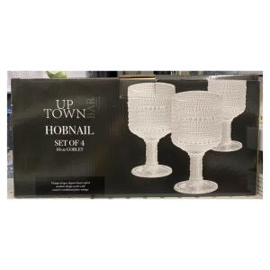 UpTown Hobnail Set of 4 10 oz Goblet Glasses