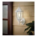 Hampton Bay 15 in. White Dusk to Dawn Decorative Outdoor Wall Lantern Sconce Light