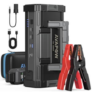 AVAPOW 12V 6000A Car Jump Starter, Black, Dual USB Quick Charge, LED Light