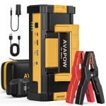 AVAPOW 12V 6000A Car Jump Starter, Yellow, Dual USB Quick Charge, LED Light