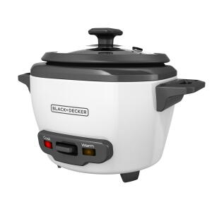 White - BLACK+DECKER 3-Cup Electric Rice Cooker with Keep-Warm Function